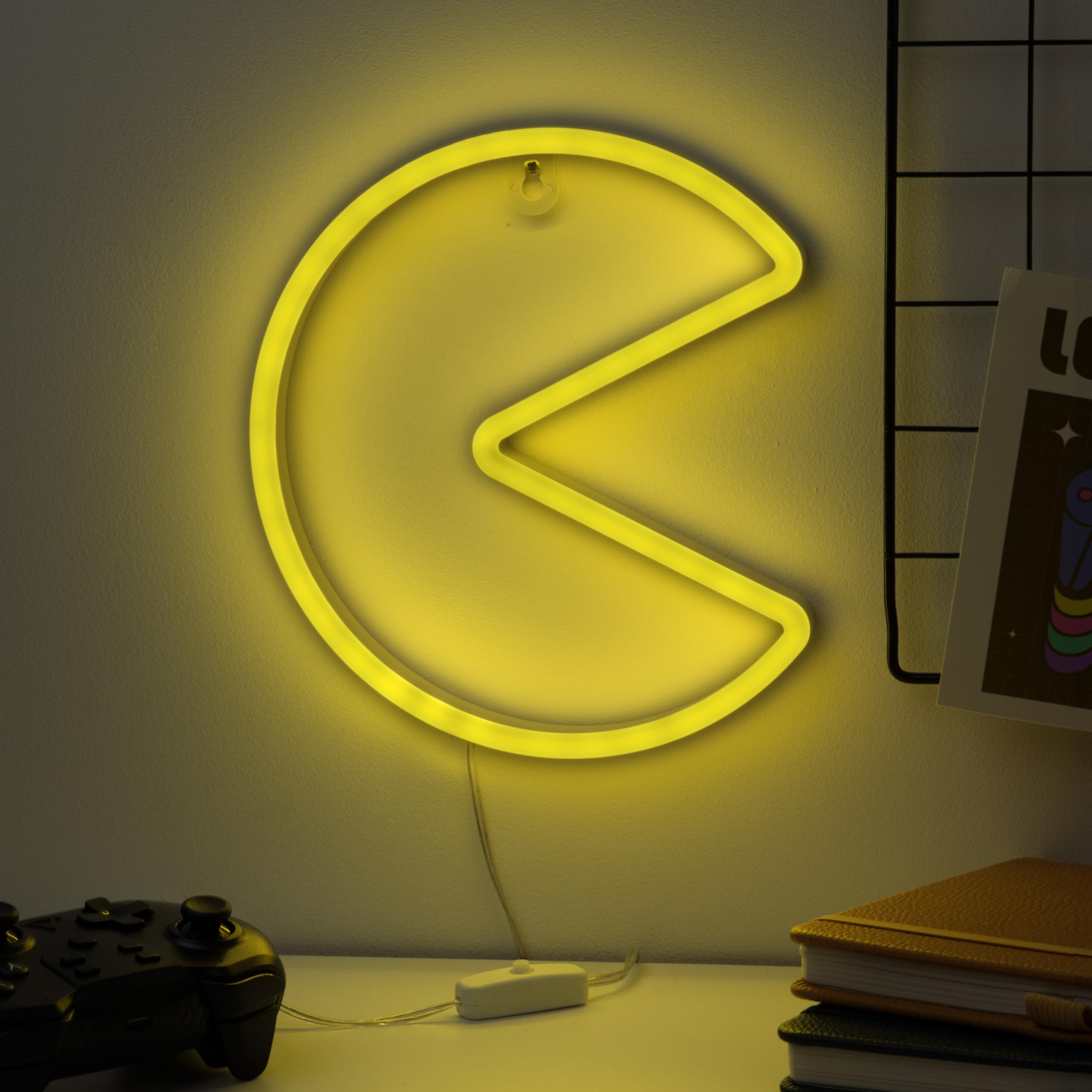Pac-Man Neon Wall Light - Retro Arcade LED Wall Decor for Bedroom